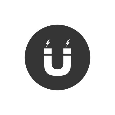 Beyaz üzerine mıknatıs simgesi. Vektör illüstrasyonu