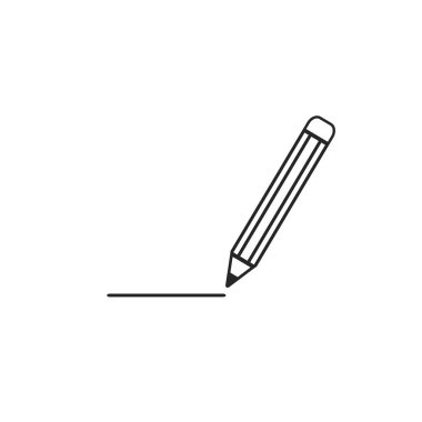 Kalem Simgesi Vektörü. Siyah piktogram beyaz arka planda düz stil illüstrasyonunda. Kalem logosu tasarımı ilham verici