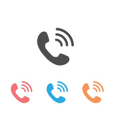 Telefon simgesi, beyaz arka planda yalıtılmış modaya uygun düz bir tarzda ayarlanır. Telefon sembolü. Vektör çizimi