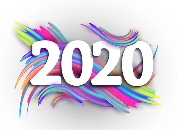 2020 Año Nuevo Fondo Colorido Aceite Pincelada Elemento Diseño Pintura — Vector de stock