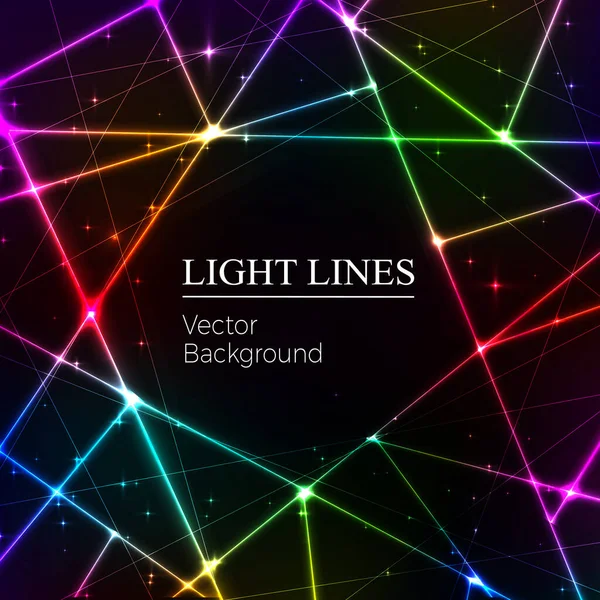 Colored Random Laser Beams Dark Background Place Your Text Vector — Stock Vector