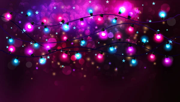 Πολύχρωμα Λαμπερά Χριστουγεννιάτικα Φώτα Εικονογράφηση Διανύσματος — Διανυσματικό Αρχείο