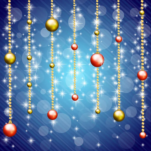 Κομψές Χριστουγεννιάτικες Διακοσμήσεις Εικονογραφημένες Μπάλες Μπλε Φόντο Εικονογράφηση Διανύσματος — Διανυσματικό Αρχείο