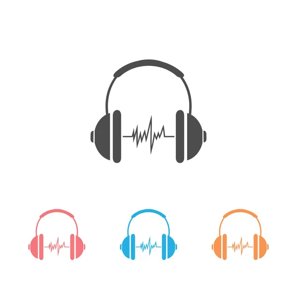 Auriculares Icono Auriculares Establecidos Estilo Plano Ilustración Vectorial Auriculares Sobre — Vector de stock