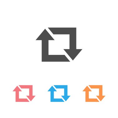 Repost simgesi seti, repost sembolü, repost işareti. Vektör çizimi