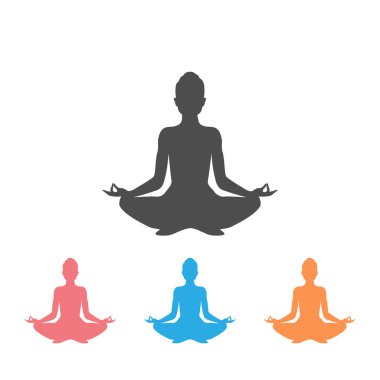 Yoga. lotus position silhouette icon set. Vector shape