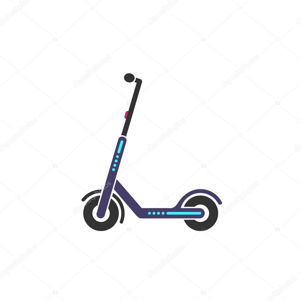 Vector electric blue scooter icon modern flat design on white background