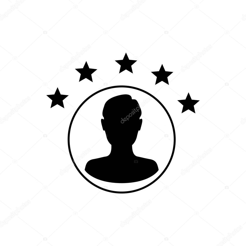 Customer experience or 5 star satisfaction rating line art vector icon for review apps and websites
