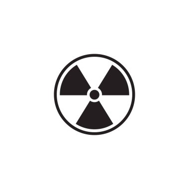 Beyaz arkaplanda siyah radyoaktif simge izole edildi. Radyoaktif zehirli sembol. Radyasyon tehlikesi işareti. Vektör İllüstrasyonu