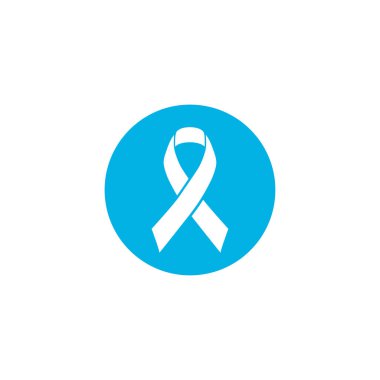 Kasım ayında prostat kanseri farkındalığı gününün sembolü olan mavi kurdele, beyaz arka planda izole edilmiş vektör çizimi. Sağlık ve destek kampanyası simgesi