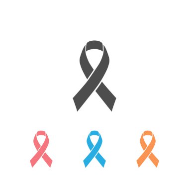 Modern göğüs kanseri farkındalık ikonu. Renkli ve şık bir kurdele seti. Vektör