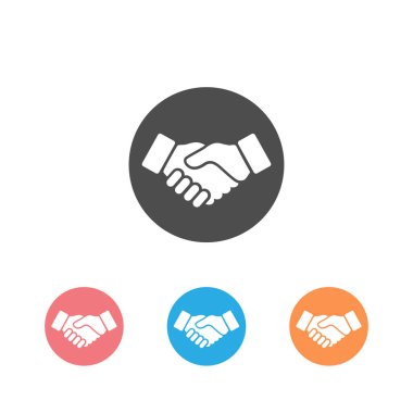 İş mavisi el sıkışma ikonu seti. Vektör illüstrasyonu