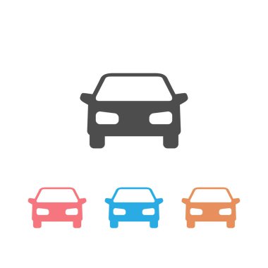 Araba vektörü simgesi beyaz üzerine ayarlandı