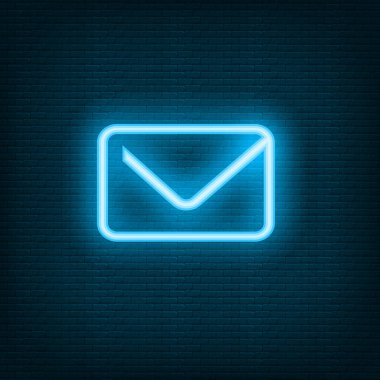 Chat Neon mavi e-posta zarfı. Vektör