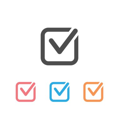 Beyazın simgesini kontrol et. vektör kümesi