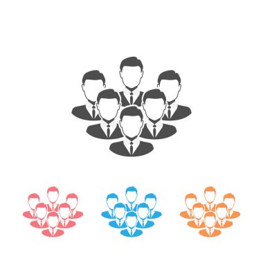 Kurumsal Simge Takımı. Elemanlar liderin arkasında. Vektör illüstrasyonu