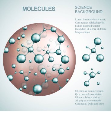 DNA ve molekül. Tıp, bilim, teknoloji ve kimya için vektör şablonu