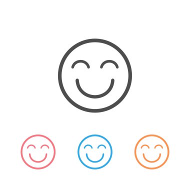 Emoji Mutlu Simge Seti Vektör İllüstrasyon