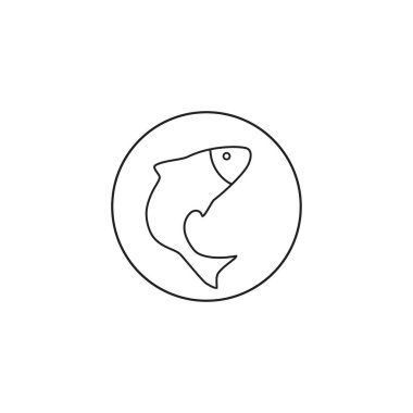 Beyaz üzerine balık çizgisi simgesi. Vektör