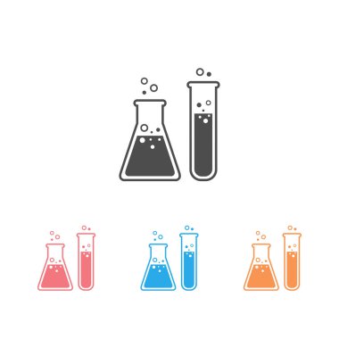 Matara Tüpü Kimyasal Laboratuvar Simgesi Vektörü Ayarla 