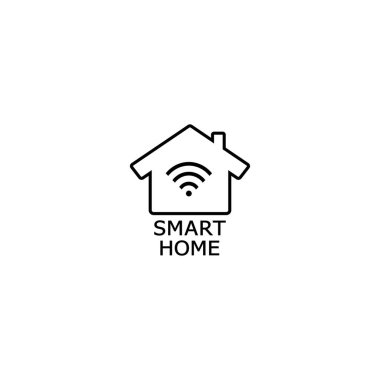 Ev ve Wi-Fi işareti simgesi. Bağlı cihazlar veya ev Wi-Fi ile akıllı ev. Vektör simgesi
