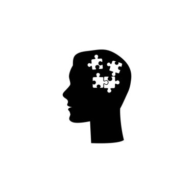 İnsanın içinde bulmaca olan düz bir ikonu vardı. Vektör çizimi