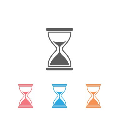 Beyaz arkaplanda kum saati simgesi çizimi. Vektör