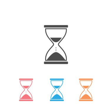 Beyaz arkaplanda kum saati simgesi çizimi. Vektör