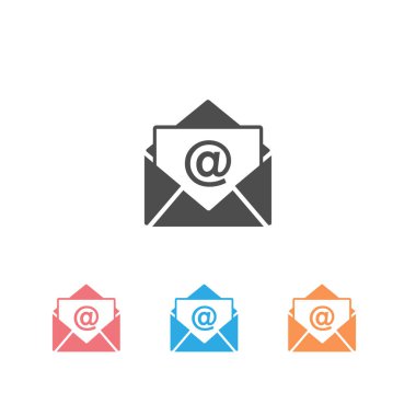 E- posta vektör simgesi beyaz üzerine ayarlandı