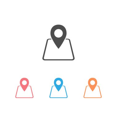 Harita vektör simgesi ayarlandı. Kendi özel konum simgenizi oluşturun. Kişi web sayfası için vektör simgesi 