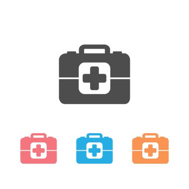 İlaç Evrak Çantası simgesi seti. Vektör