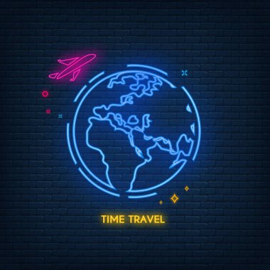 Neon hava taşıma hattı simgesi. Uçak, yolculuk, ulaşım. Havayolu konsepti. Vektör illüstrasyonu seyahat, varış yeri, turizm gibi konularda kullanılabilir