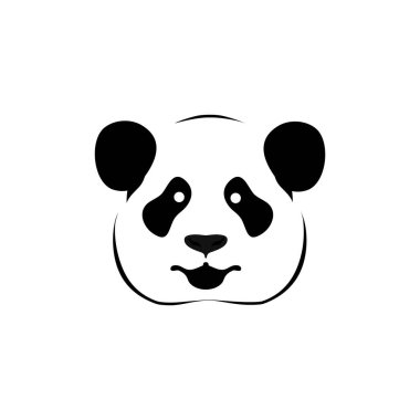 Panda logosu siyah beyaz baş vektörü