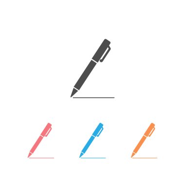 Kalem işareti simgesi beyaz vektöre ayarlandı