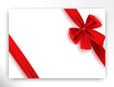 Tebrik kartı, broşür ya da web sitesi vektörü Ep10 'u beyaz arka planda izole etmek için gerçekçi kırmızı fiyonk ve kurdele