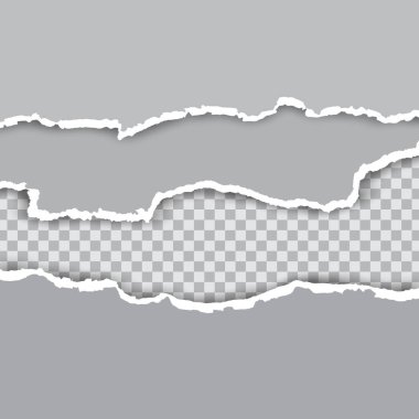 Beyaz vektör arkaplanı üzerinde metin veya mesaj için kare yırtılmış yatay kağıt şeritleri