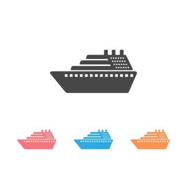 Gemi simgesi seti vektörü. Cruise gemi sembolü simgesi illüstrasyon