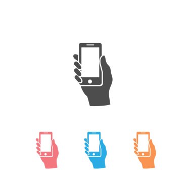 Akıllı telefon, el ikonu. Vektör illüstrasyonu