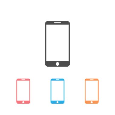 Akıllı telefon simgesi düz bir şekilde ayarlandı. Web sitenizin tasarımı için cep telefonu sembolü, logo, uygulama, UI Vektörü