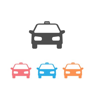 Taksi vektör simgesi beyaz üzerine ayarlandı