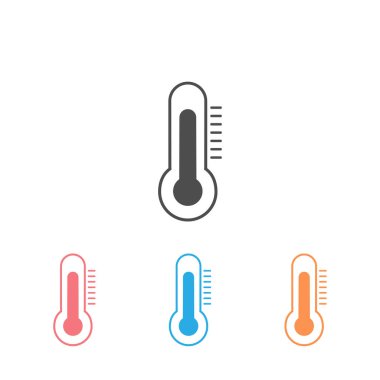 Termometre simgesi ayarlandı. Vektör illüstrasyonu