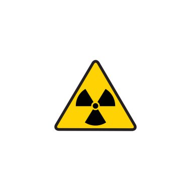 Vektör illüstrasyon zehirli işaret, sembol. Beyaz arkaplanda izole edilmiş üçgen ikonunda radyoaktif bölge uyarısı. Radyoaktivite. Tehlikeli radyasyon alanı sembolü. Kimya zehir düzlemi işareti