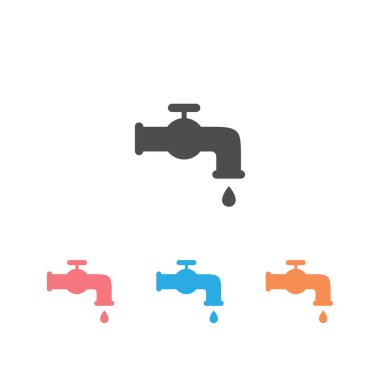 Su musluğu simgesi beyaza ayarlandı. Musluk vektör simgesi