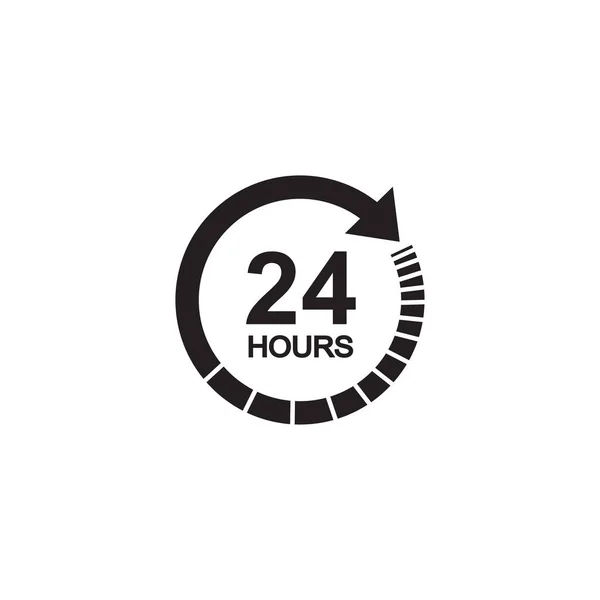 フラットスタイルで24時間クロックサインアイコン 白い隔離された背景の24時間オープンベクトルイラスト タイムテーブル事業の概念 — ストックベクタ