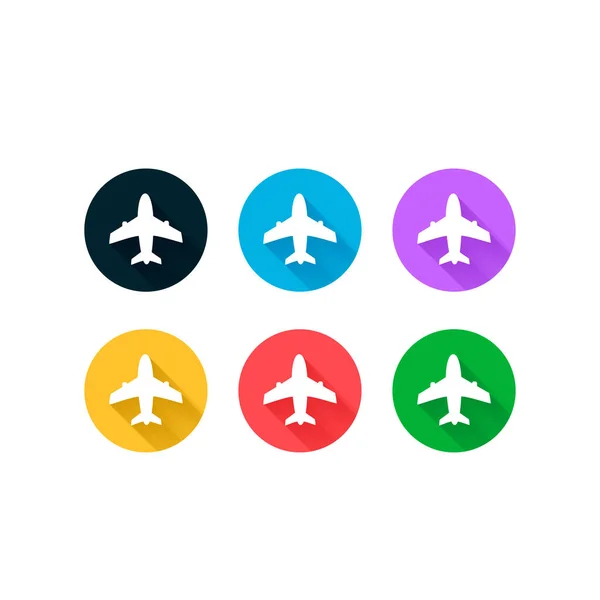 Icone Aeroplano Impostare Disegno Vettoriale Illustrazione Logo Template Sfondo Viaggio — Vettoriale Stock