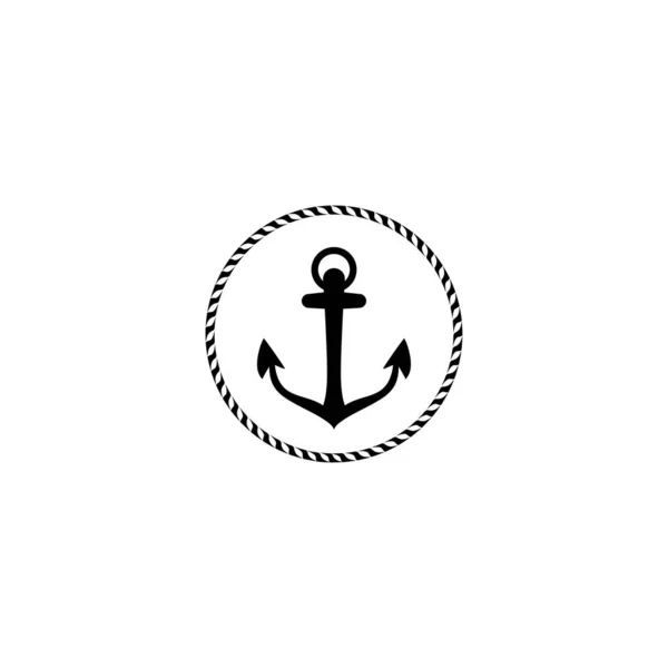 Якорная Эмблема Круглой Рамой Каната Дизайн Яхты Морской Знак Символ — стоковый вектор