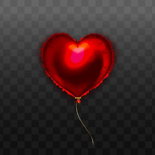 Ballong Hjärta Transparent Bakgrund Vektor Semester Illustration Glad Alla Hjärtans — Stock vektor