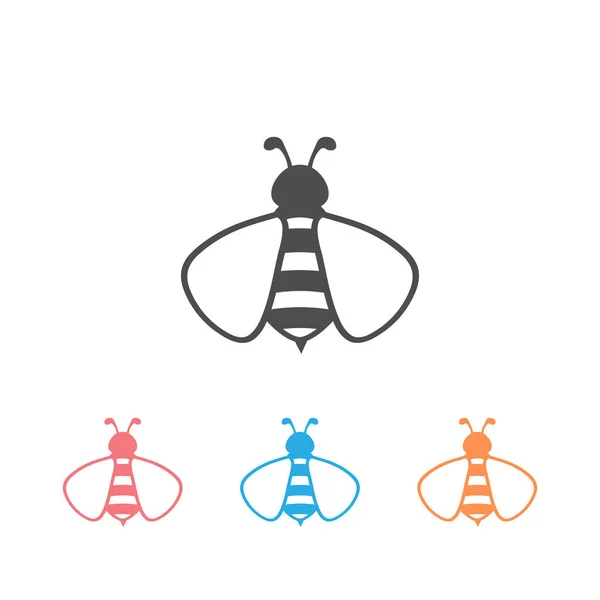 Icono Abeja Establecer Logotipo Blanco Vector — Archivo Imágenes Vectoriales