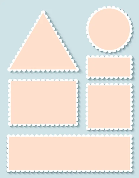 Conjunto Vectorial Sellos Postales Blanco Aislado Marca Diseño Los Sellos — Archivo Imágenes Vectoriales