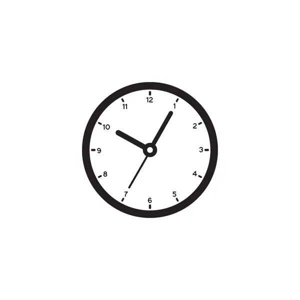 时钟标志图标为扁平风格 白色孤立背景下的时间管理向量说明 更及时的业务概念 — 图库矢量图片